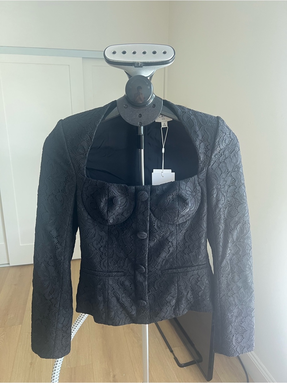 Cami Black Lace Structured Women's Jacket - Elegant Evening Coat